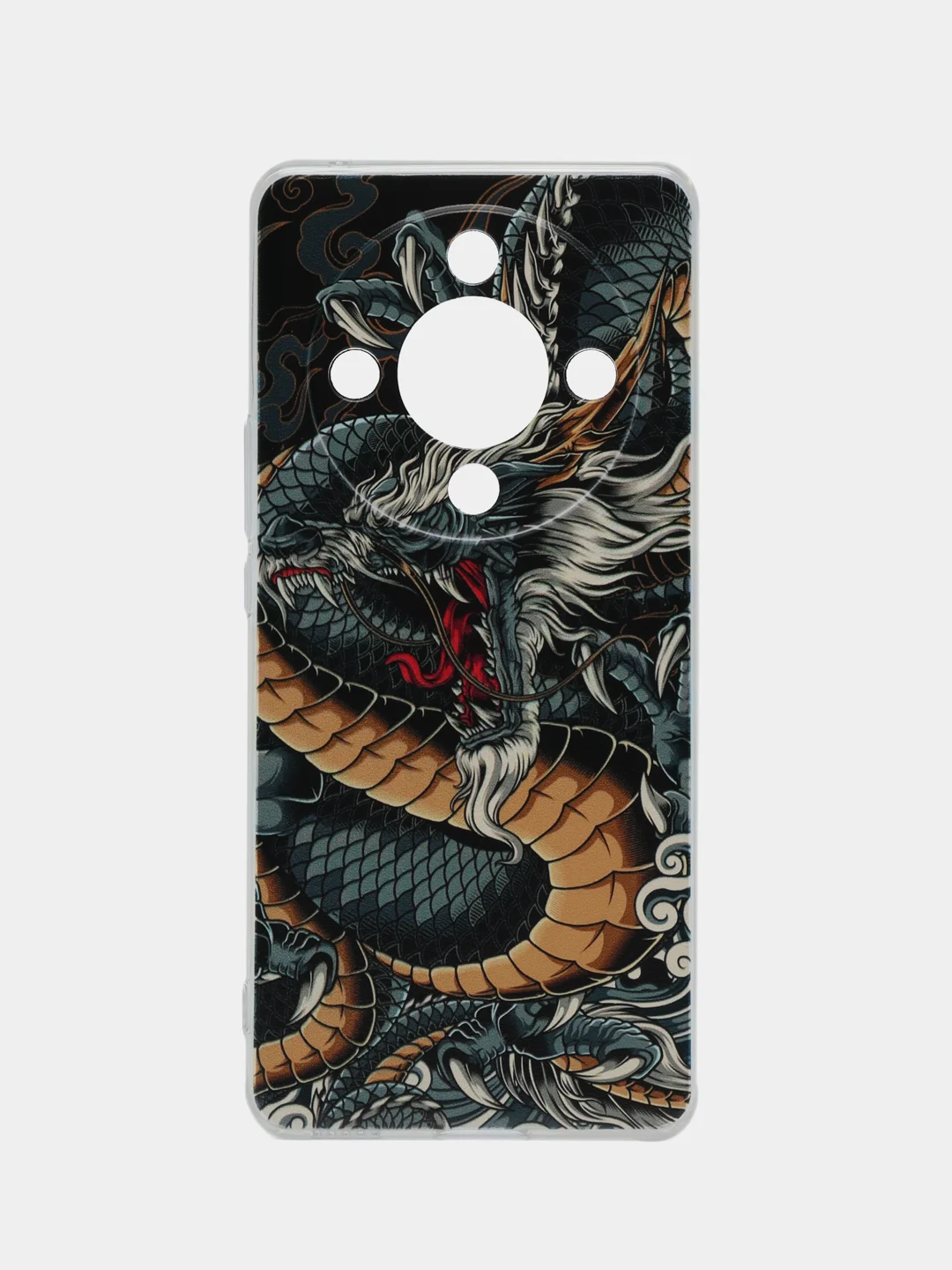 Коричневый силиконовый чехол на Honor X9B (Хонор X9B), прозрачный, с рисунком, защита камеры