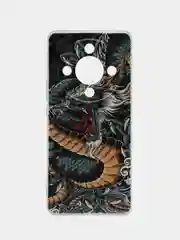 Коричневый силиконовый чехол на Honor X9B (Хонор X9B), прозрачный, с рисунком, защита камеры