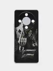 Оливковый силиконовый чехол на Honor X9B (Хонор X9B), прозрачный, с рисунком, защита камеры