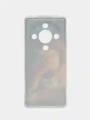 Светло-бежевый силиконовый чехол на Honor X9B (Хонор X9B), прозрачный, с рисунком, защита камеры