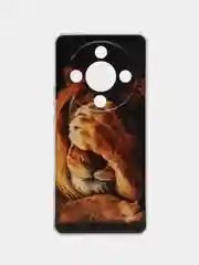 Светло-бежевый силиконовый чехол на Honor X9B (Хонор X9B), прозрачный, с рисунком, защита камеры