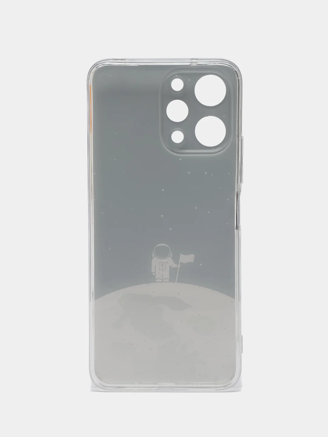 Серебряный силиконовый чехол на Xiaomi Redmi 12 (Редми 12), прозрачный, с рисунком, защита камеры