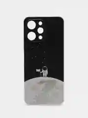 Серебряный силиконовый чехол на Xiaomi Redmi 12 (Редми 12), прозрачный, с рисунком, защита камеры