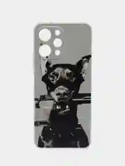 Серый силиконовый чехол на Xiaomi Redmi 12 (Редми 12), прозрачный, с рисунком, защита камеры