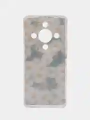 Золотой силиконовый чехол на Honor X9B (Хонор X9B), прозрачный, с рисунком, защита камеры