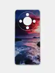 Фиолетовый силиконовый чехол на Honor X9B (Хонор X9B), прозрачный, с рисунком, защита камеры