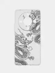 Пудровый силиконовый чехол на Honor X9B (Хонор X9B), прозрачный, с рисунком, защита камеры