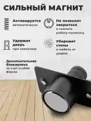 Серебряный ограничитель для двери / Стоппер для двери магнитный скрытый напольный