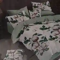 Лесной зеленый комплект постельного белья - СЕМЕЙНЫЙ , Состав ткани - хлопок 100%