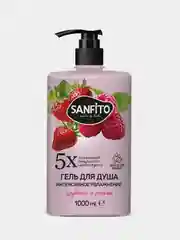 Гель для душа Sanfito Клубника и малина, Интенсивное увлажнение, 1 л