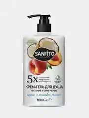 Крем-гель для душа Sanfito Персик и кокосовое молочко, Питание и смягчение, 1 л