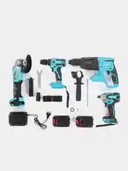 Набор инструментов Makita 4 в 1 шуруповерт,перфоратор, УШМ, гайковерт