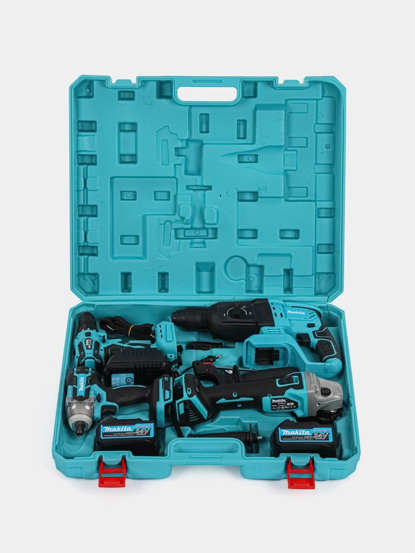 Набор инструментов Makita 4 в 1 шуруповерт,перфоратор, УШМ, гайковерт