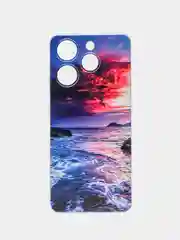 Фиолетовый чехол на Tecno Spark 10 Pro (Текно Спарк 10 Про), прозрачный, с рисунком, защита камеры