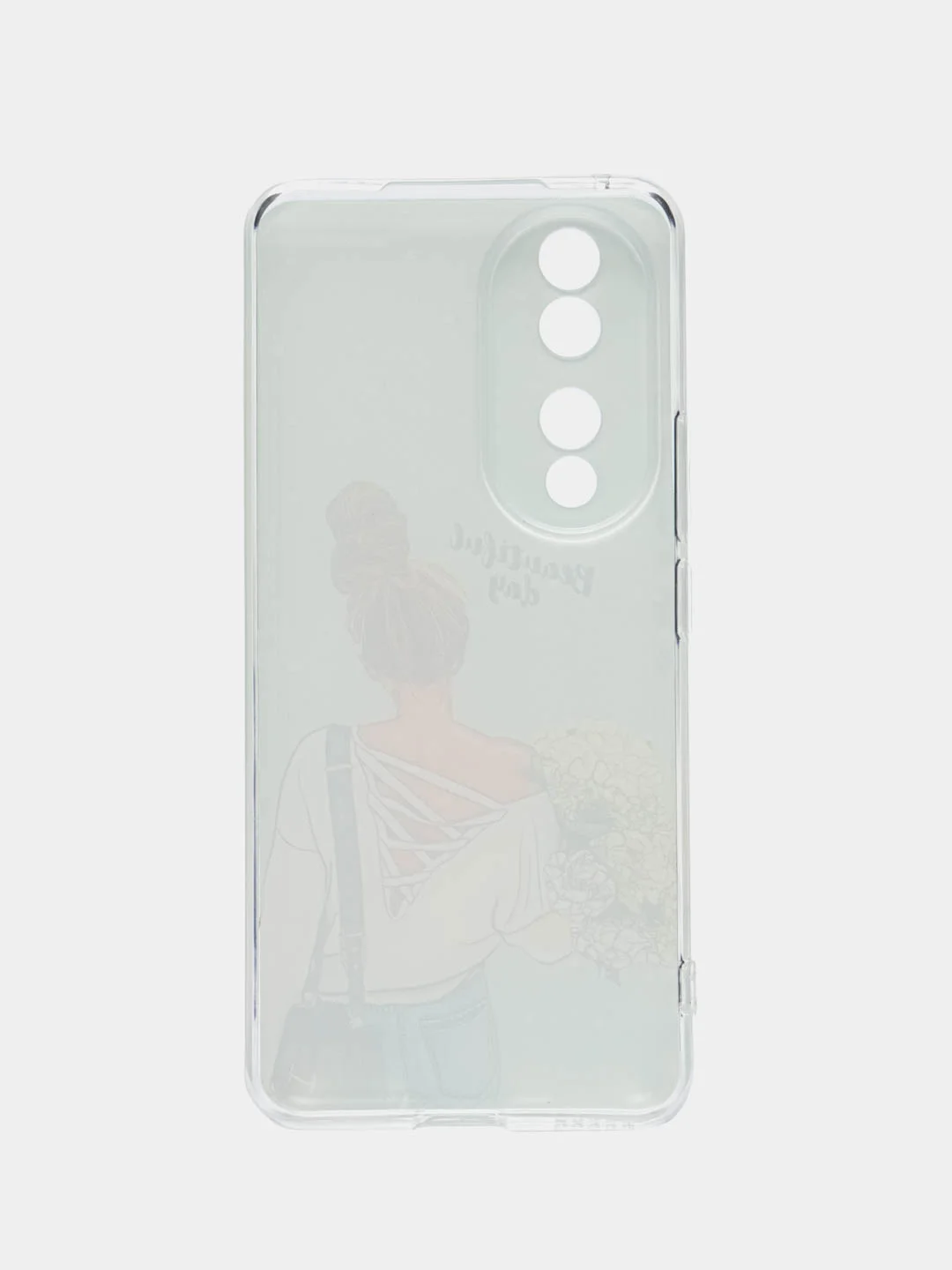 Тёмно-серый силиконовый чехол на Honor 90 (Хонор 90), прозрачный, с рисунком