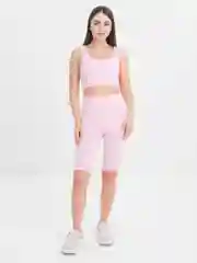 Розовый спортивный женский костюм: шорты и топ