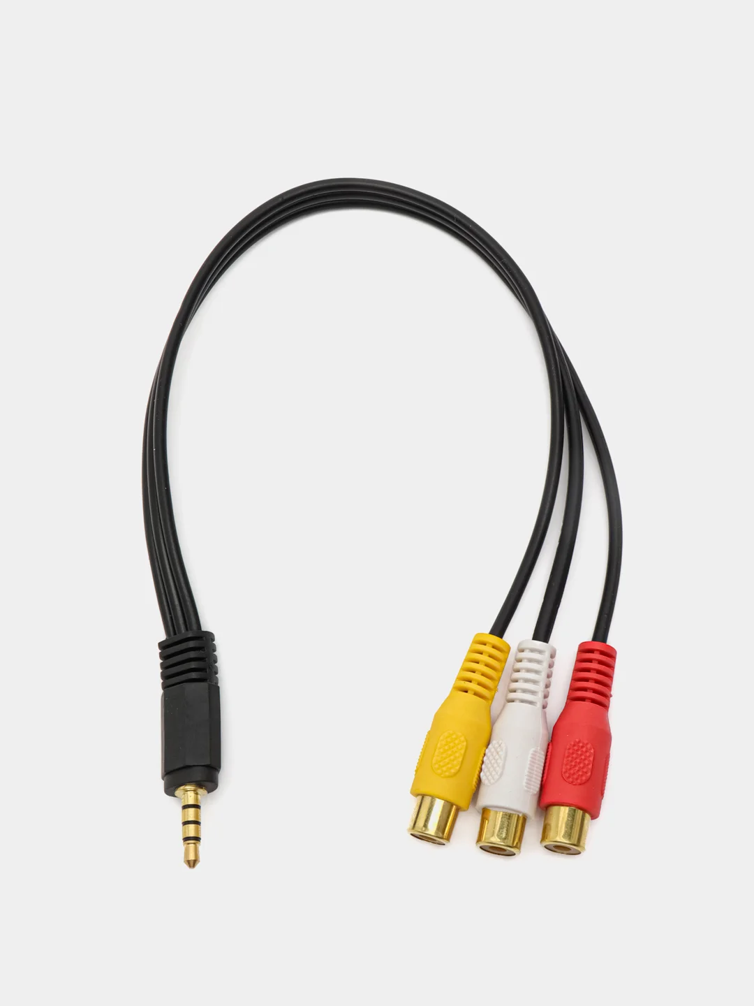 Переход 3.5мм штекер 4 контакта - 3 x RCA гнездо пластик с кабелем 0,3м, Gold, Pro Legend