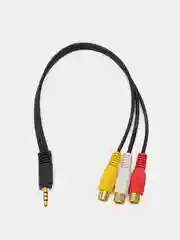 Переход 3.5мм штекер 4 контакта - 3 x RCA гнездо пластик с кабелем 0,3м, Gold, Pro Legend