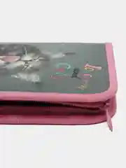 Серебряный пенал школьный ламинация, ткань, 1 отделение, с откидной планкой