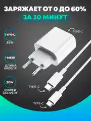 Блок питания (быстрая зарядка) для Iphone +кабель Type-c to Type-c
