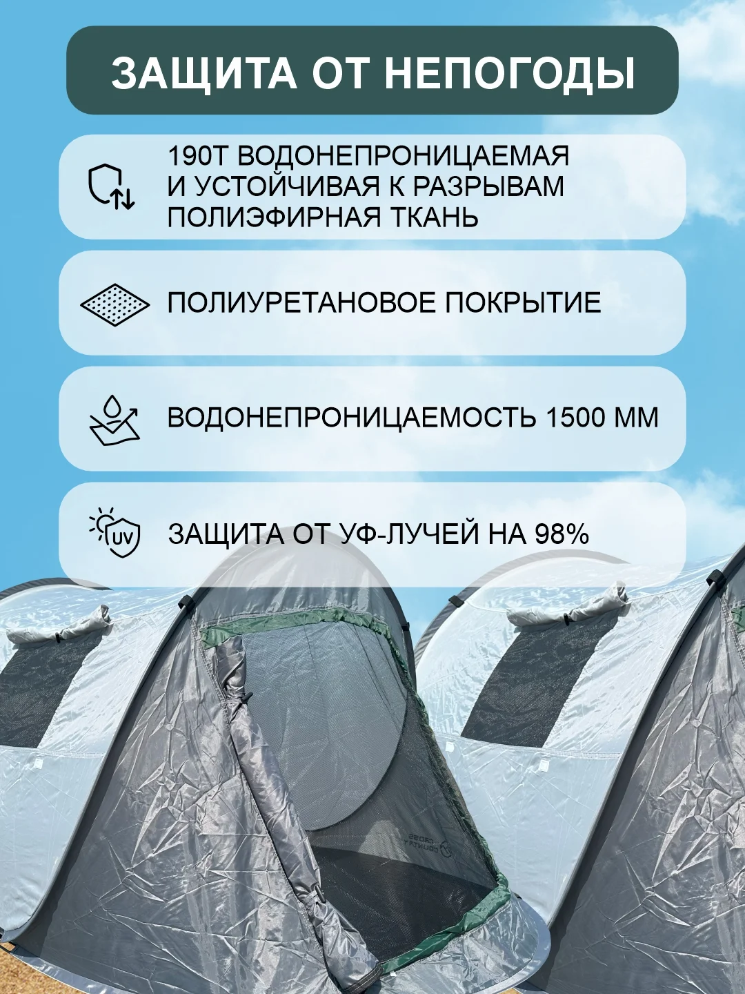 Серый палатка туристическая двухместная, автоматическая, одноместная, самораскладывающаяся