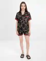 Черный пижама женская шелк