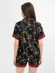 Черный пижама женская шелк