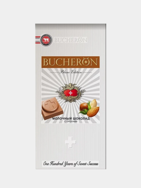 Шоколад молочный BUCHERON BLANC EDITION, с орехами, 85г