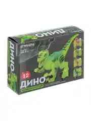 Бежевый конструктор-фигурка с подставкой "Динозавр", 12 деталей
