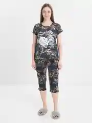 Разноцветный костюм женский Пижама (футболка+бриджи)