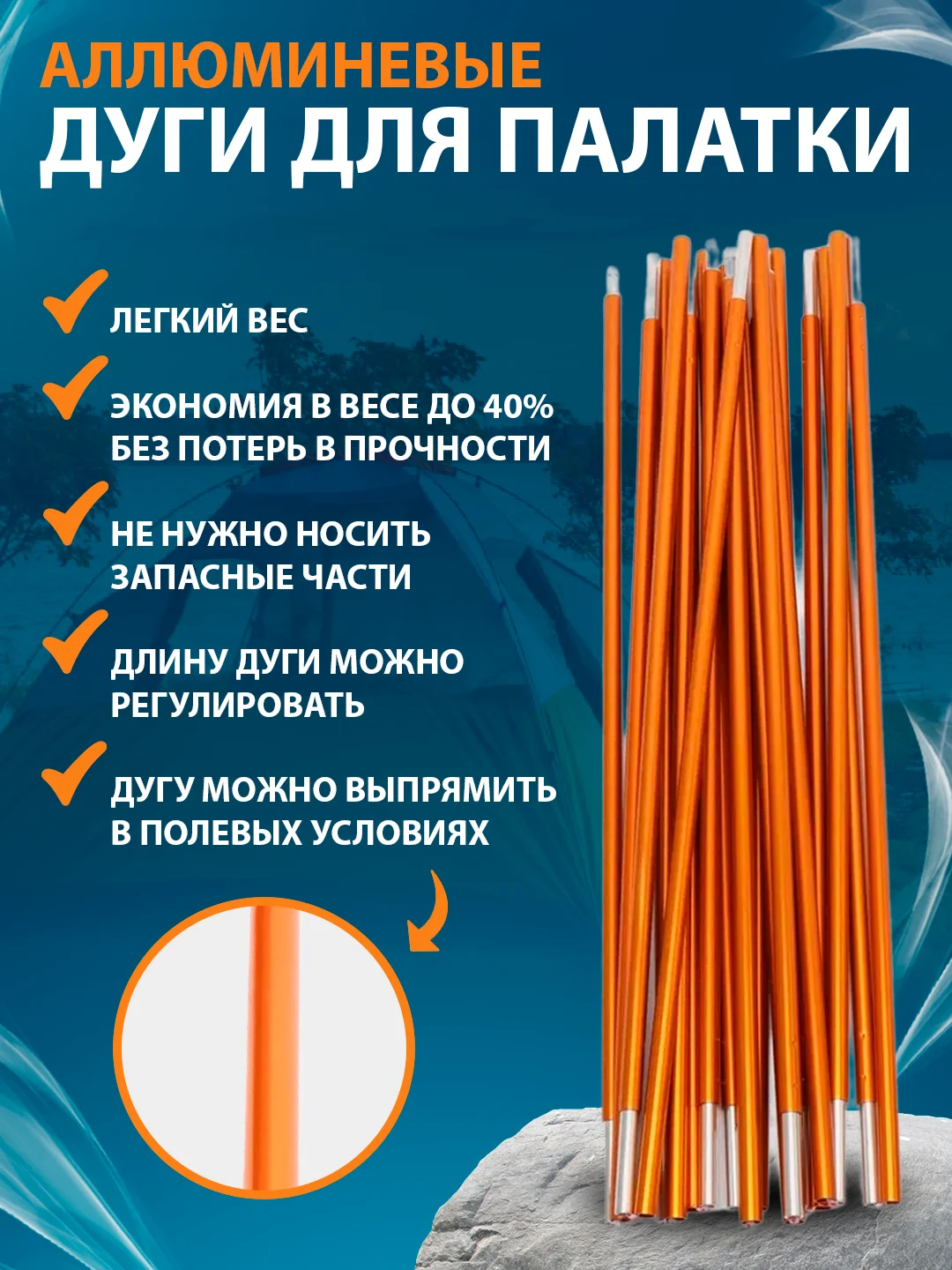 Дуги для палаток алюминиевые, секции