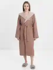 Коричневый халат вафельный, унисекс