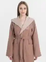 Коричневый халат вафельный, унисекс