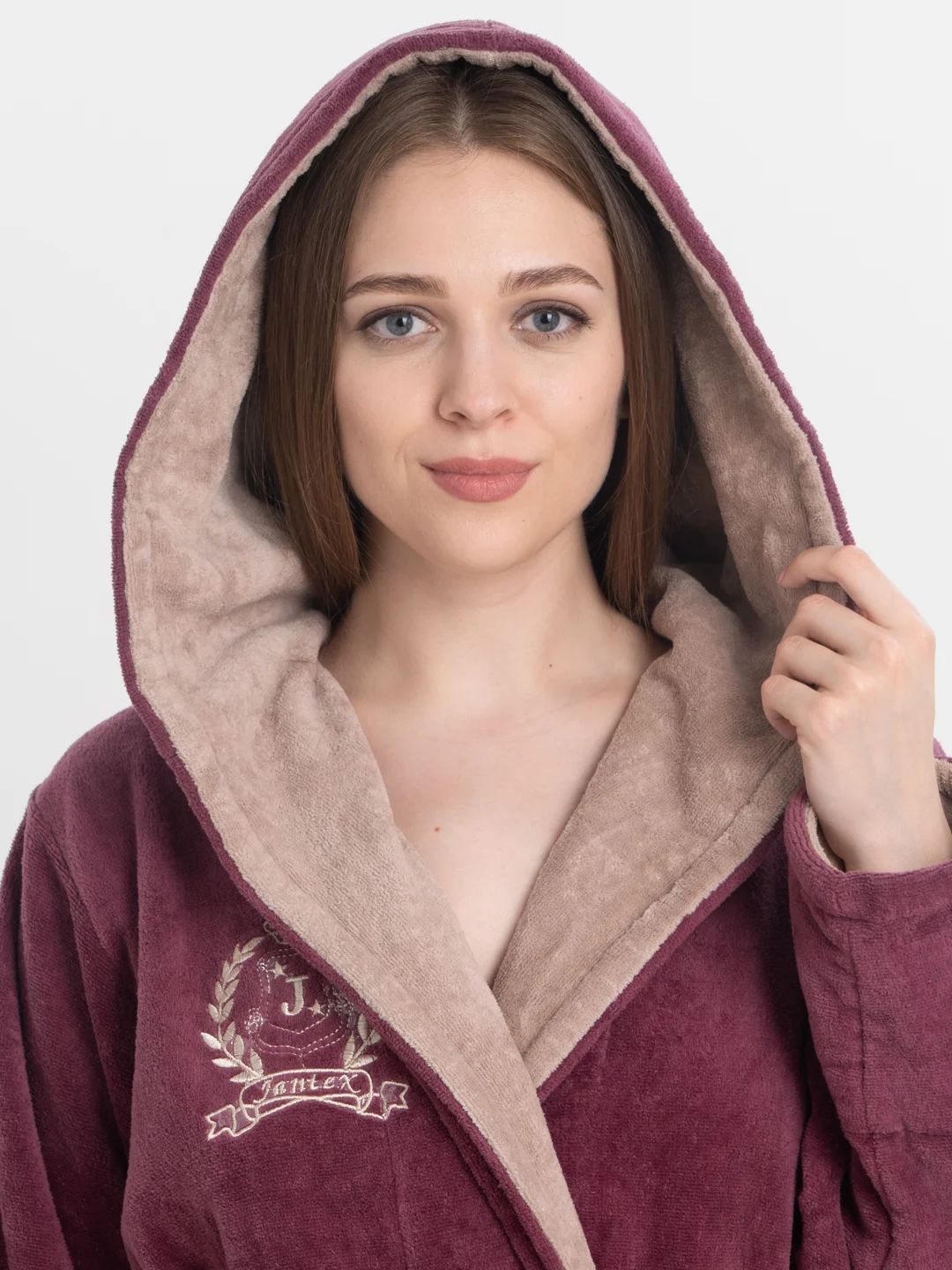Халат женский с капюшоном, махра, размеры 46-60