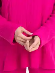 Фуксия стильный вязаный трикотажный костюм