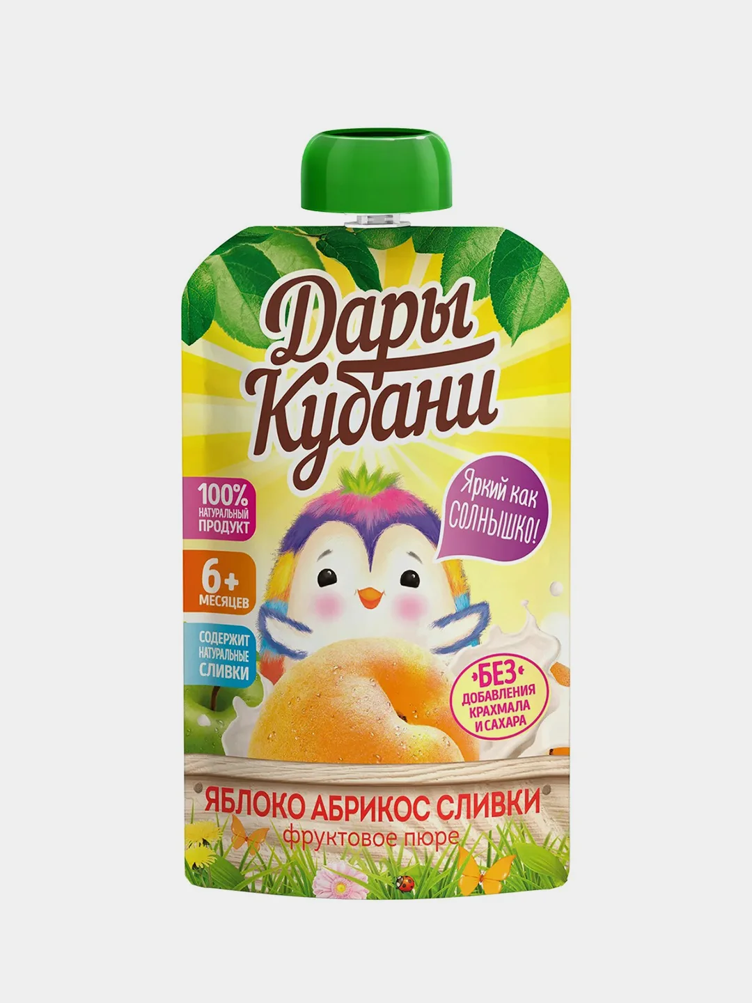 Пюре детское Дары Кубани, из яблок, абрикосов и сливок, с 6 месяцев, 90 г, 12 штук