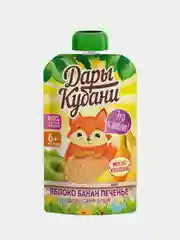 Пюре детское Дары Кубани из яблок, бананов и печенья, с 6 месяцев, 12 штук по 90г