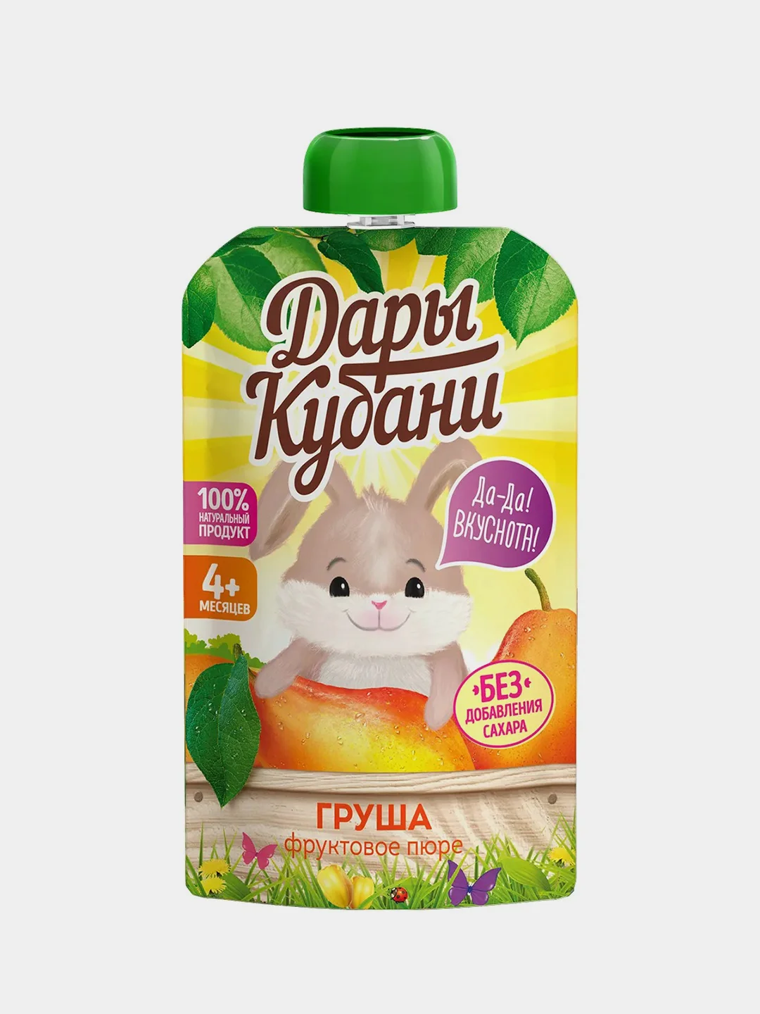 Пюре детское Дары Кубани, грушевое, без сахара, с 4 месяцев, 90 г, 12 штук