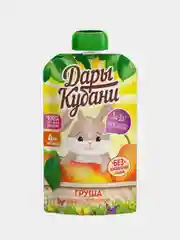 Пюре детское Дары Кубани, грушевое, без сахара, с 4 месяцев, 90 г, 12 штук