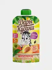 Пюре детское Дары Кубани, из яблок и персиков, без сахара, с 5 месяцев, 90 г, 12 штук