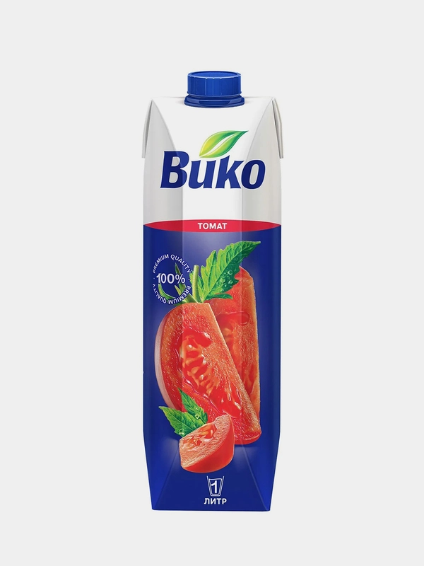 Сок Вико "Томат", с мякотью, с солью, 1 л