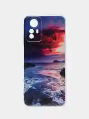 Фиолетовый чехол прозрачный на Xiaomi Redmi Note 12S (Сяоми Редми Нот 12S), с рисунком, защита камеры