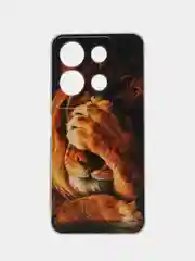 Светло-бежевый чехол для Infinix Note 30i (Инфиникс Нот 30и), прозрачный, с рисунком, защита камеры