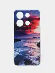 Фиолетовый чехол для Infinix Note 30i (Инфиникс Нот 30и), прозрачный, с рисунком, защита камеры