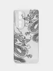 Пудровый силиконовый чехол на Honor 90 (Хонор 90), прозрачный, с рисунком