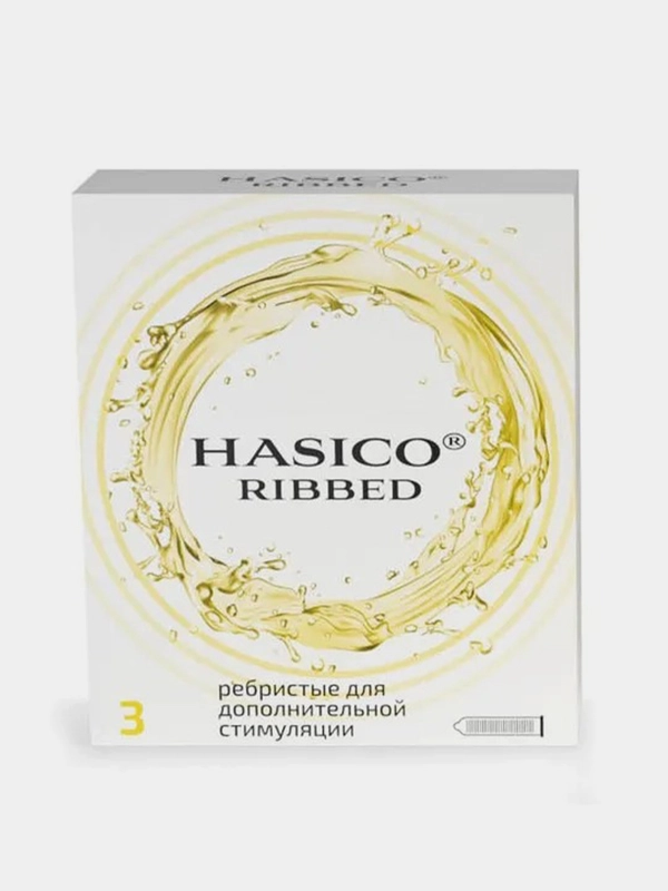 Презервативы Hasico Ribbed, ребристые, 3 штуки