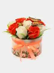 Красный букет из вспененного мыла , подарок на Новый год маме,сестре,коллеге ,подарочный набор