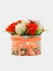 Красный букет из вспененного мыла , подарок на Новый год маме,сестре,коллеге ,подарочный набор