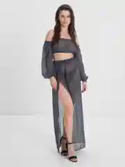 Хром костюм пляжный летний с топом и юбкой, шифоновый костюм