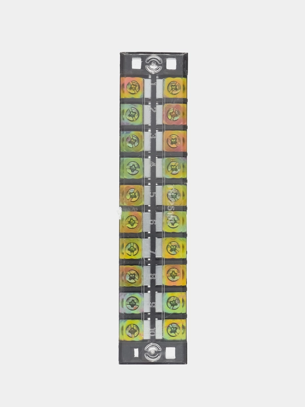 Клеммная колодка винтовая с крышкой, 20 контактов, М4, 25 А, 600 В, 10 AWG, 6 мм2